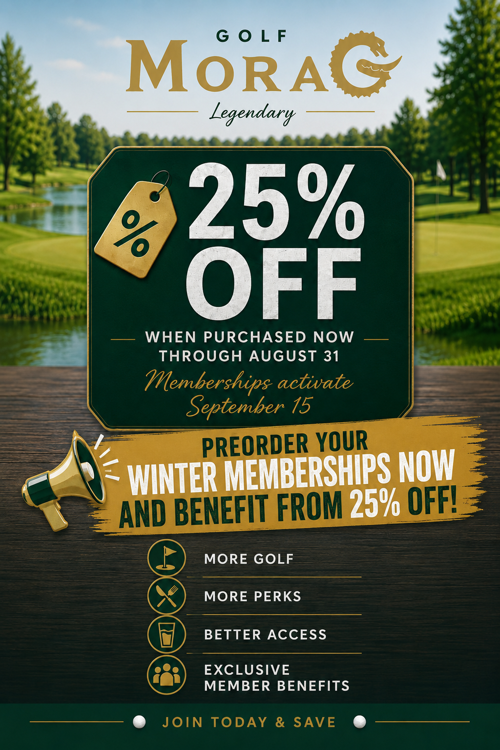 25% off golf morag memberships